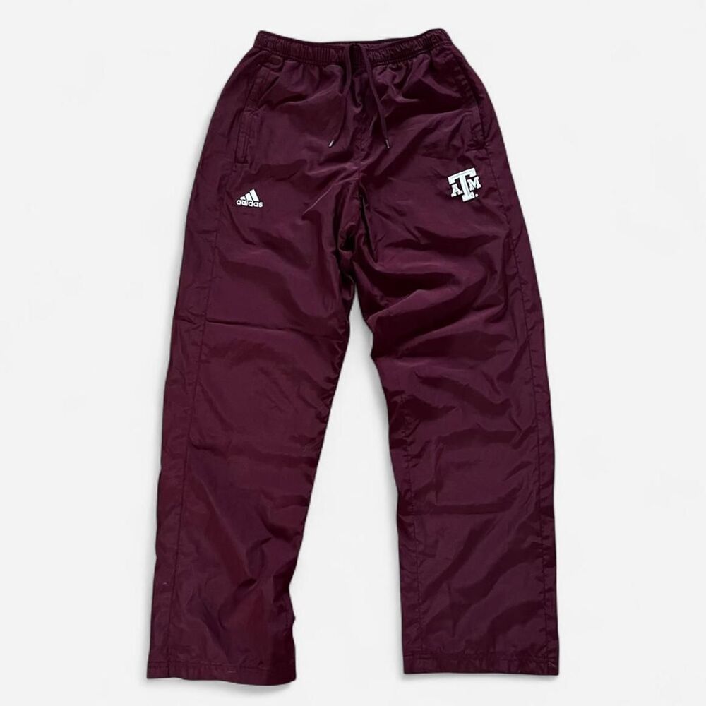 Vintage 90s Adidas Texas A&M Aggies Maroon Track Pants Ankle Zip SM/Med